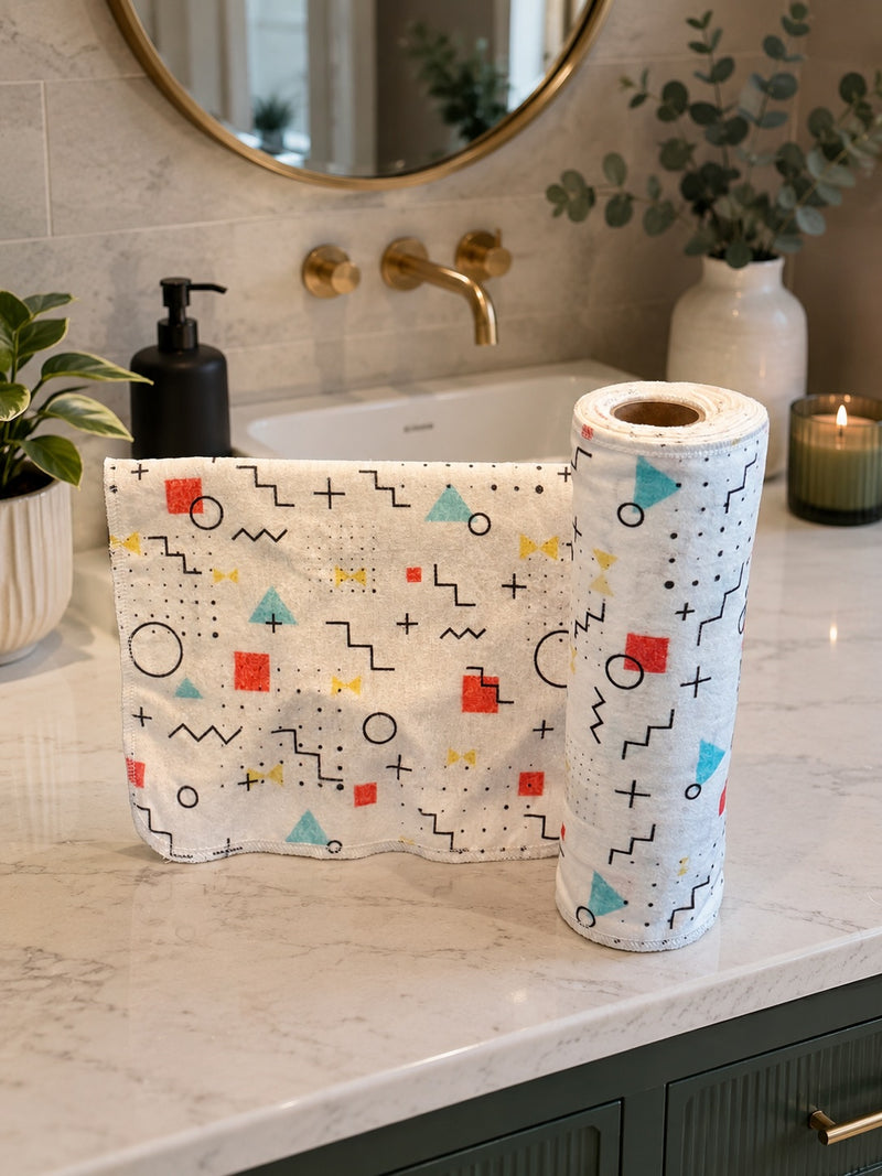 15 Towels Per Roll Re-Usable Paper Towels Abstract Zig Zag