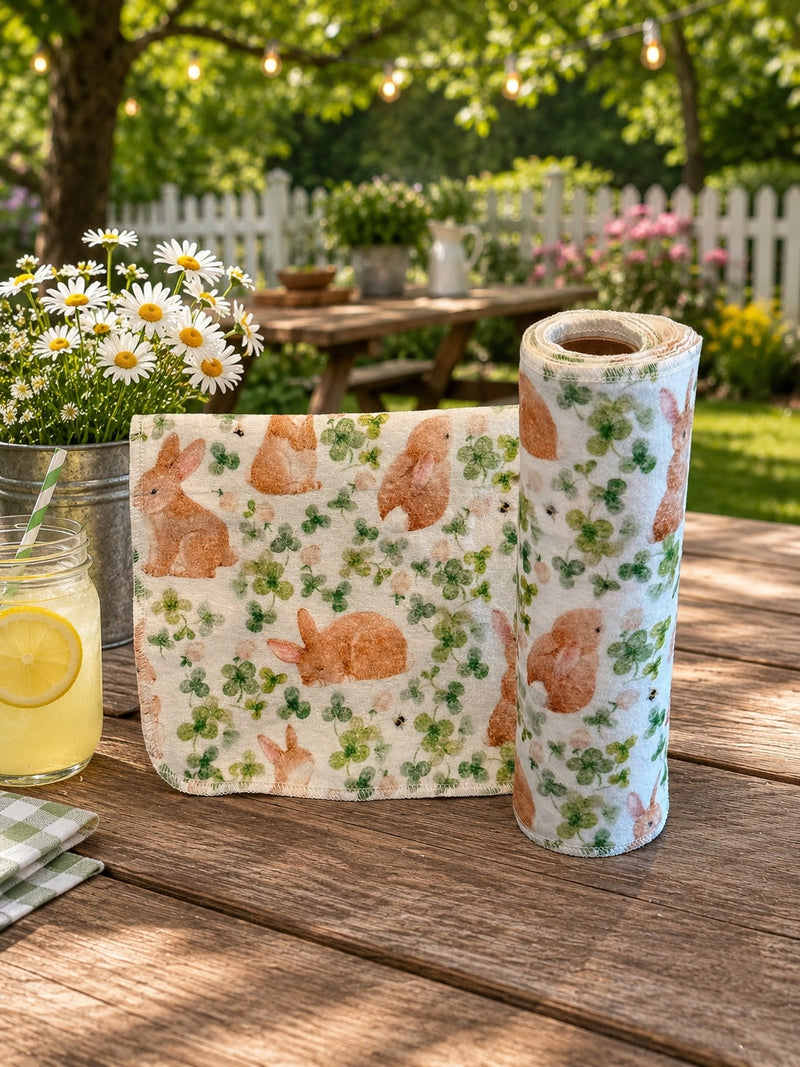 15 Towels Per  Roll Reusable Paper Towels Brown Bunnies