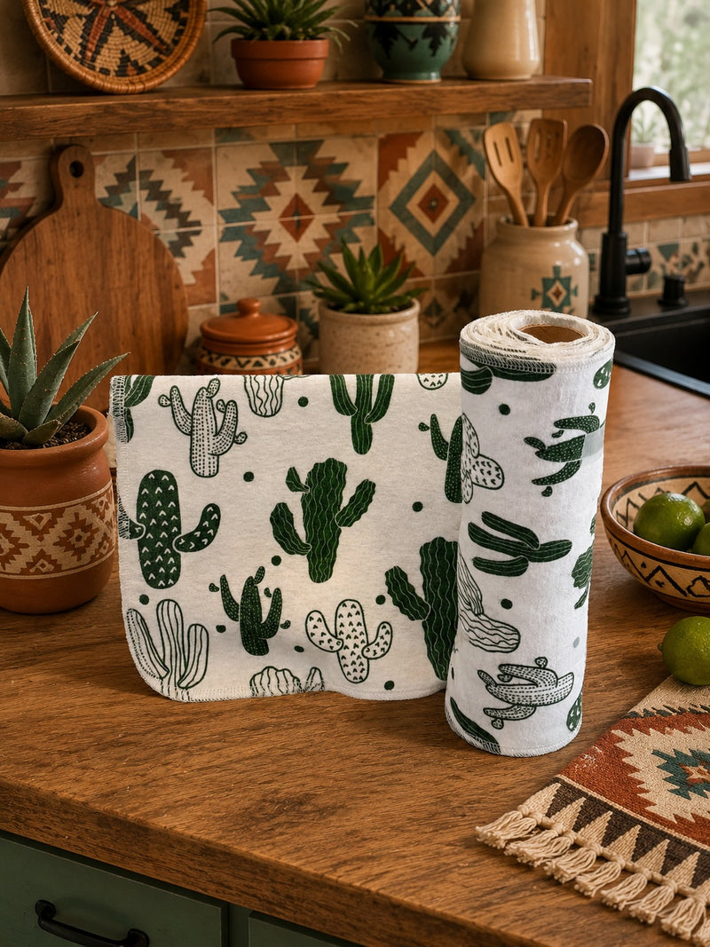 15 Towels Per Roll Re-usable Paper Towels Cactus