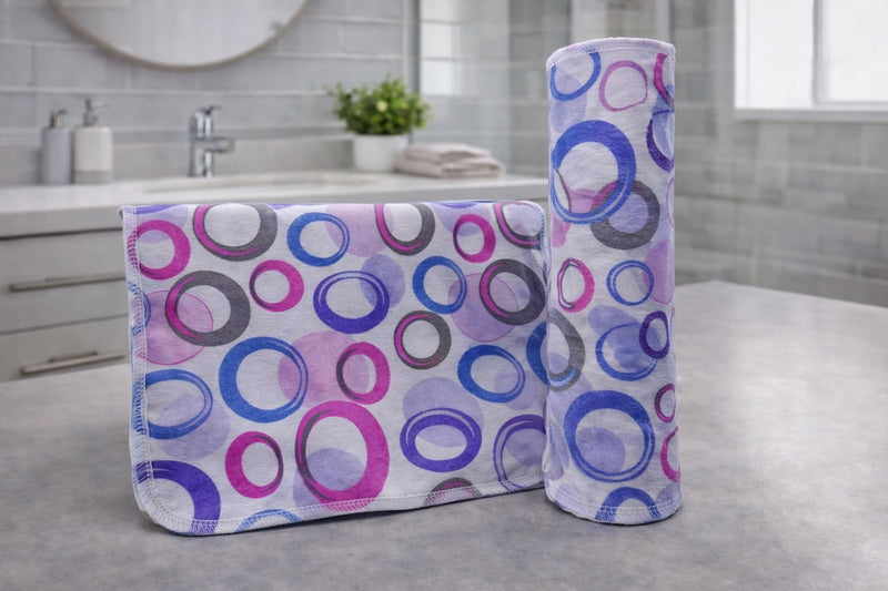 Re-Usable Paper Towels – Purple Blue Circles Design