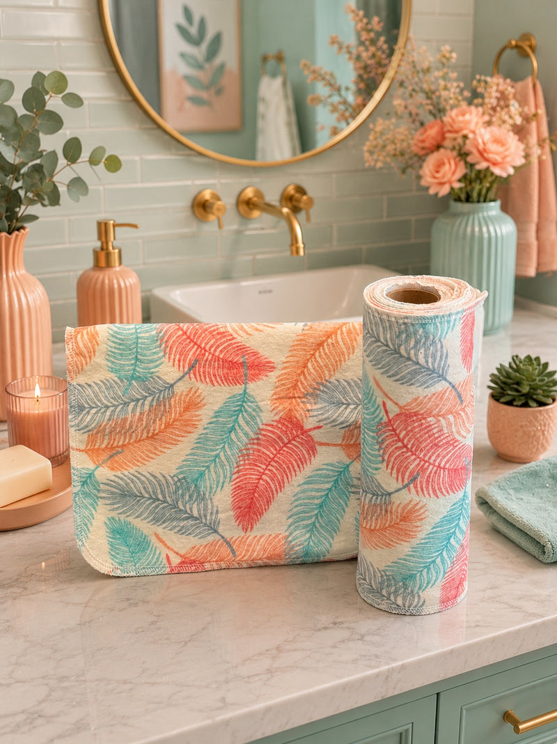 15 Towels Per Roll Re-usable Paper Towels Feathers