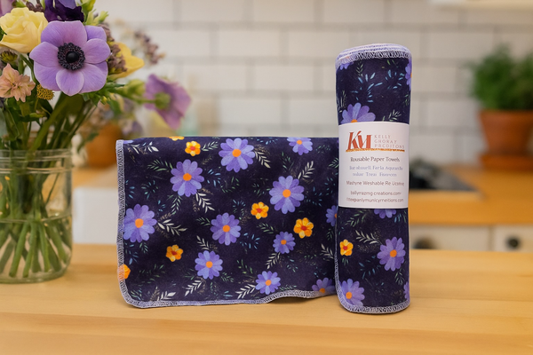 Re-Usable Paper Towels – Floral Dark Background Design