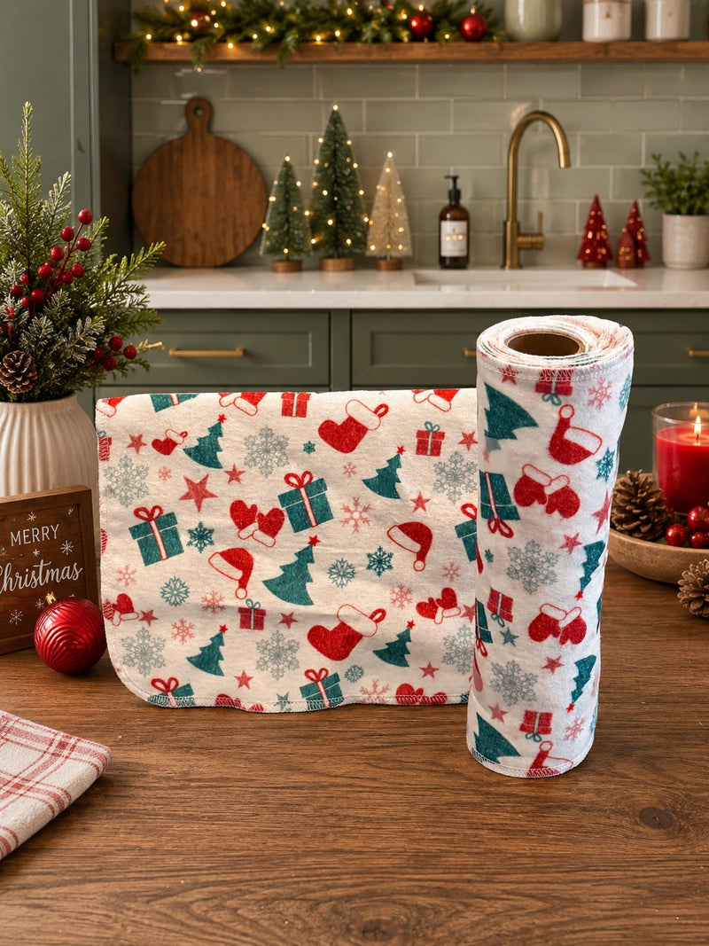 15 Towels Per Roll Reusable Paper Towels Happy Holidays