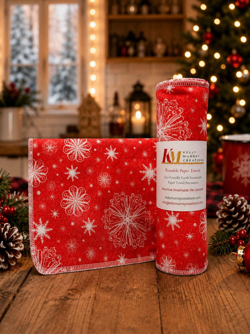 15 TOWELS PER ROLL REUSABLE PAPER TOWELS  HOLIDAY RED