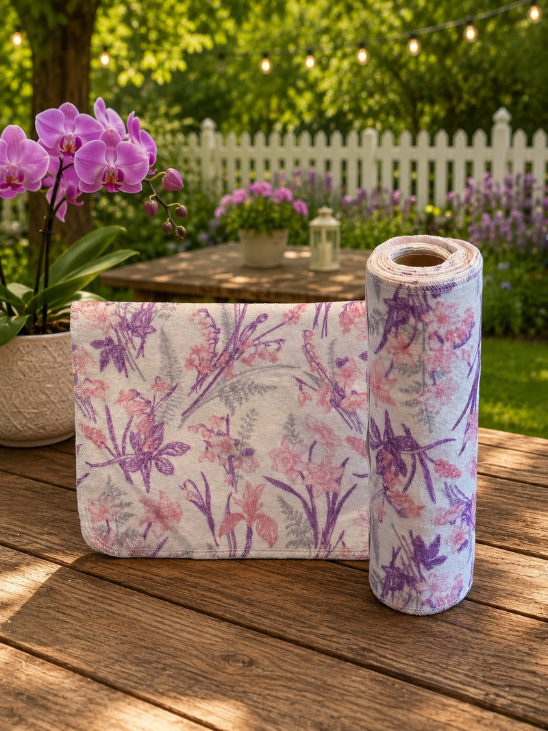 15 Towels Per Roll Reusable Paper Towels Purple Orchids