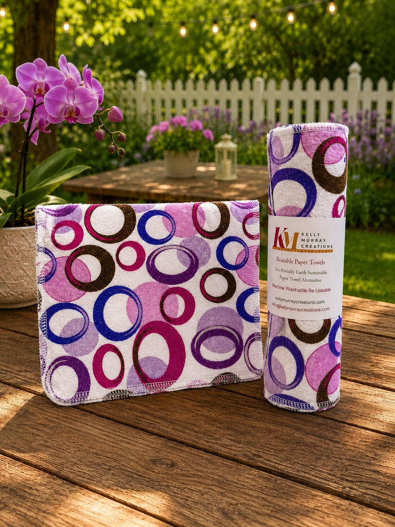 15 TOWELS PER ROLL REUSABLE PAPER TOWELS PURPLE