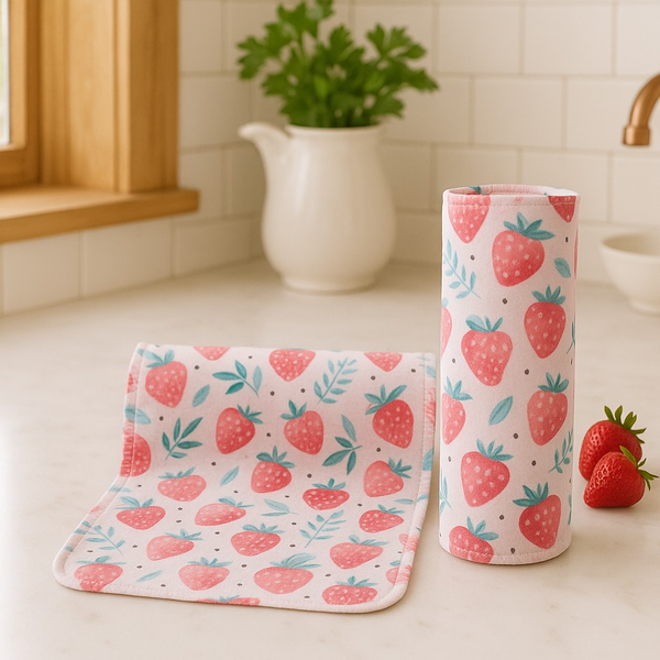 Re-Usable Paper Towels – Strawberries Design