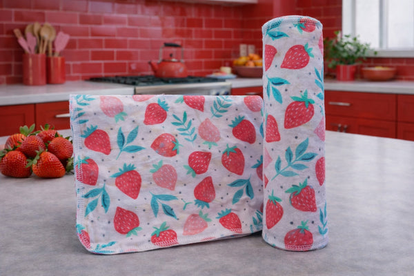 Re-Usable Paper Towels – Strawberries Design