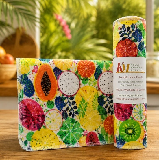 15 TOWELS PER ROLL REUSABLE PAPER TOWELS TROPICAL FRUIT
