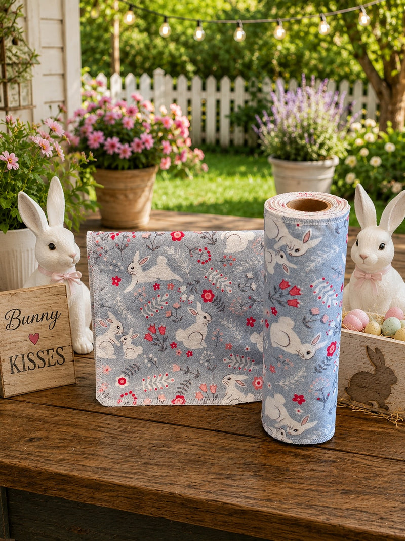 15 Towels Per Roll Reusable Paper Towels White Bunnies